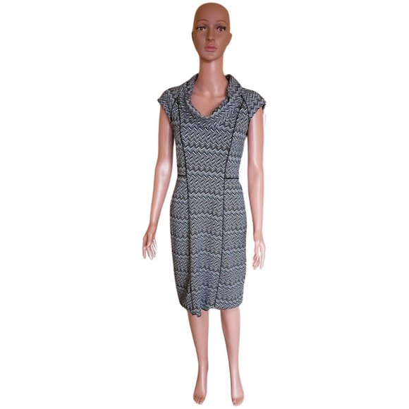 White House Black Market Chevron Sleeveless Fit & Flare Dress – Size 6 - Picture 4 of 10